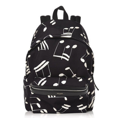 Saint Laurent Nylon Twill Musical Notes City Backpack Black 1 of 9