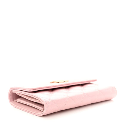 Chanel Caviar Quilted Studded CC Medium Flap Wallet Pink 3 of 9