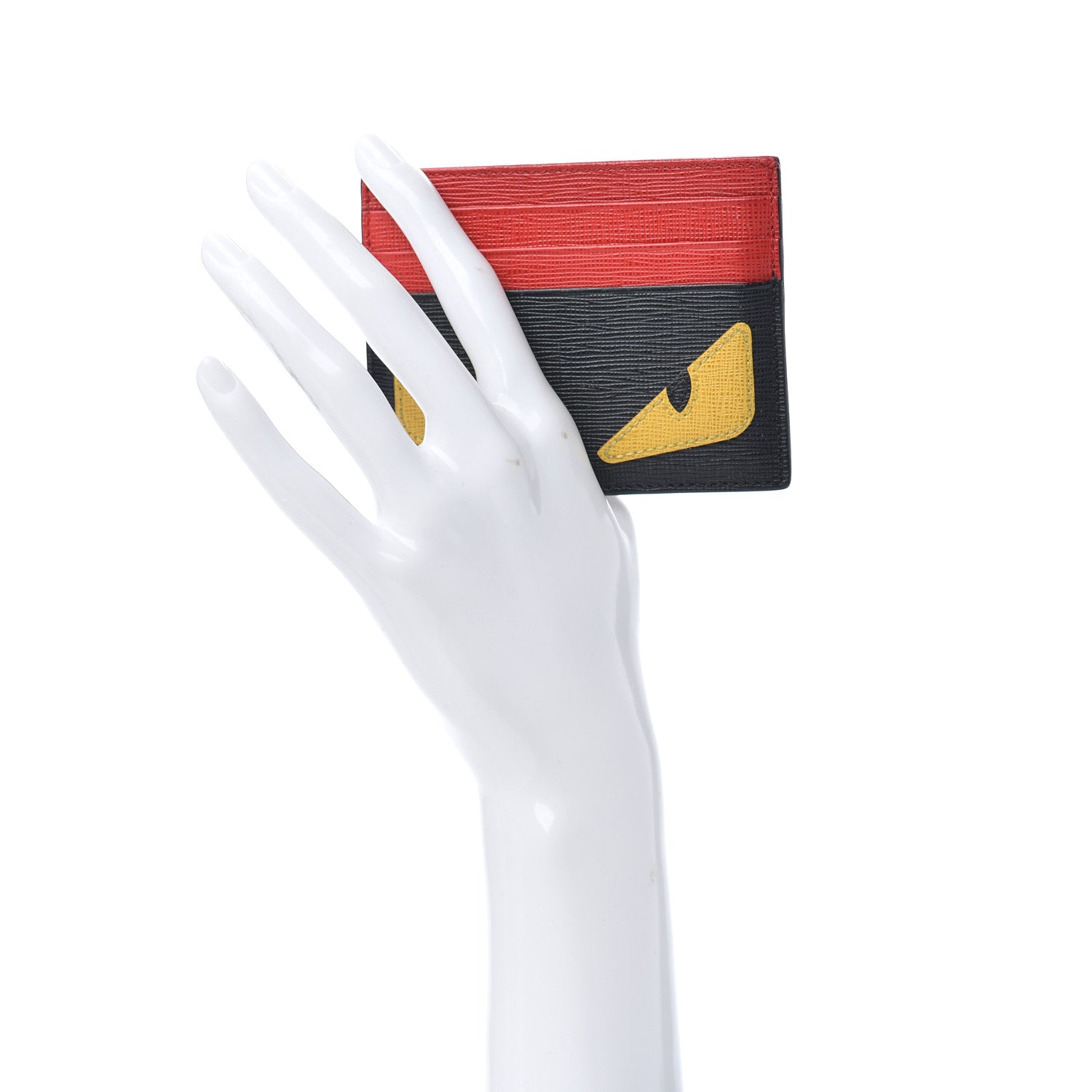 Fendi Vitello Elite Monster Eyes Card Holder Black Yellow Red 2 of 6