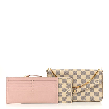 Louis Vuitton Damier Azur Pochette Felicie Chain Wallet Rose Ballerine 3 of 15