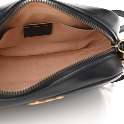 Gucci Calfskin Matelasse Mini GG Marmont Chain Shoulder Bag Black 5 of 10