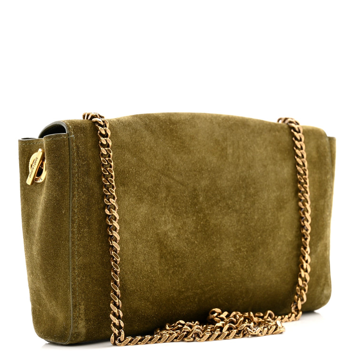 Saint Laurent Smooth Calfskin Suede Small Reversible Monogram Kate Satchel Loden Green 3 of 12