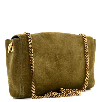 Saint Laurent Smooth Calfskin Suede Small Reversible Monogram Kate Satchel Loden Green 3 of 12