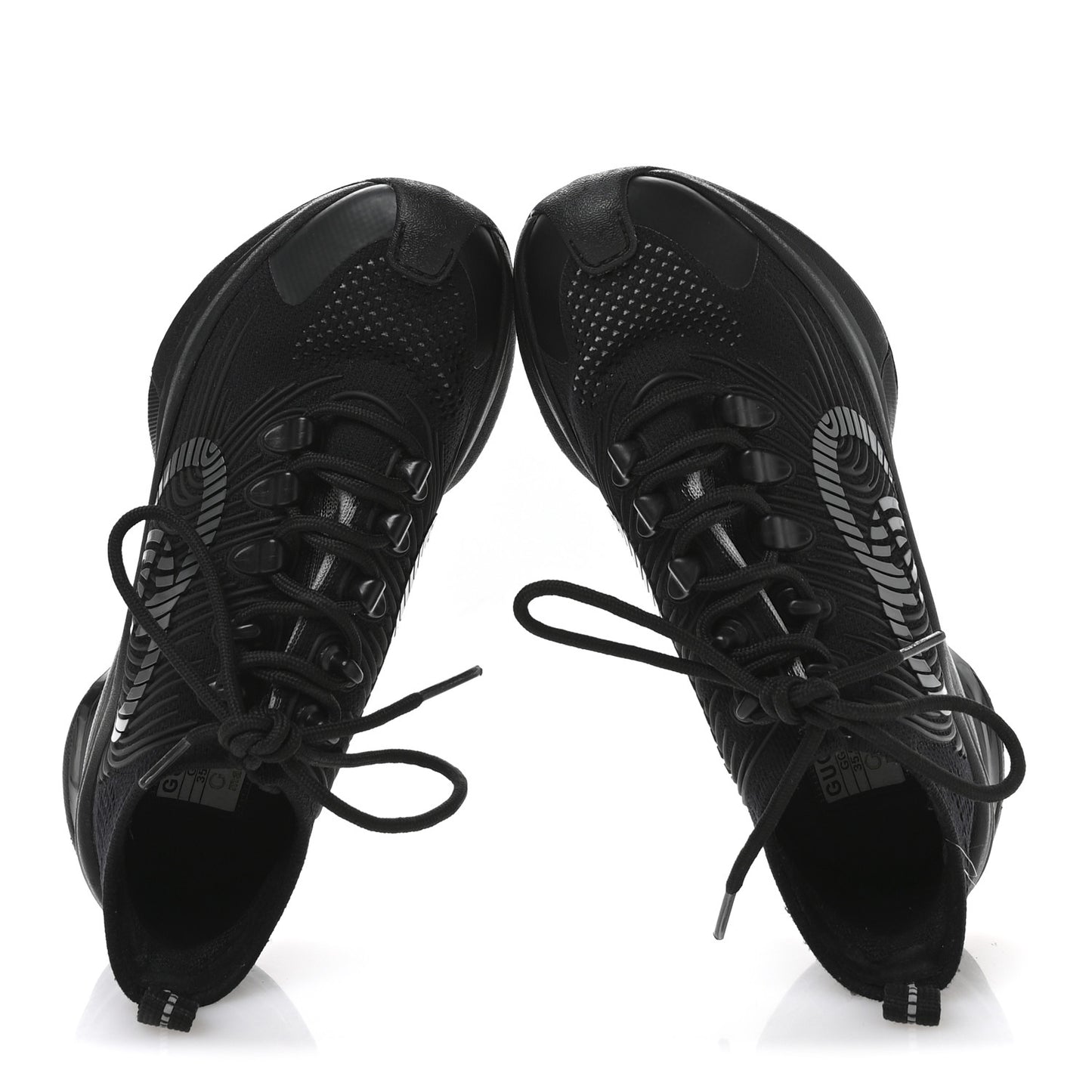 Technical Knit Fabric Waves Womens Gucci Run Sneakers 35.5 Black