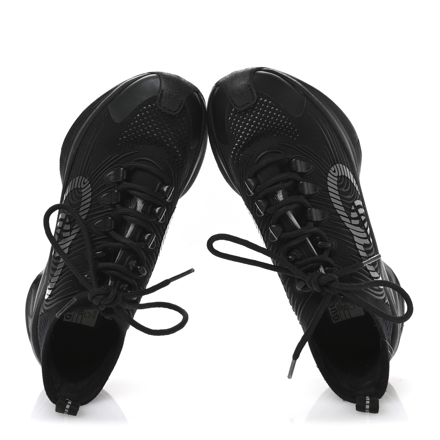 Gucci Technical Knit Fabric Waves Womens Gucci Run Sneakers 35.5 Black 2 of 7