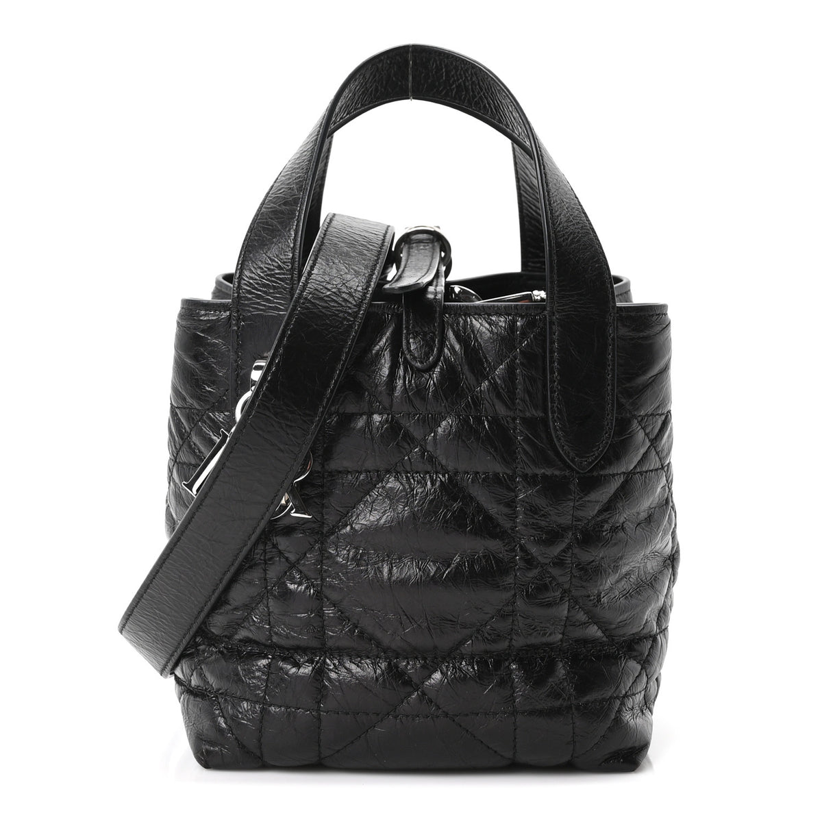 Christian Dior Crinkled Calfskin Macrocannage Small Toujours Vertical Tote Black 1 of 10