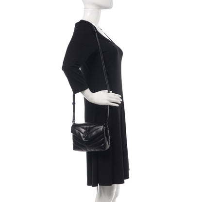 Saint Laurent Calfskin Y Quilted Monogram Toy Loulou Crossbody Bag Black 2 of 8