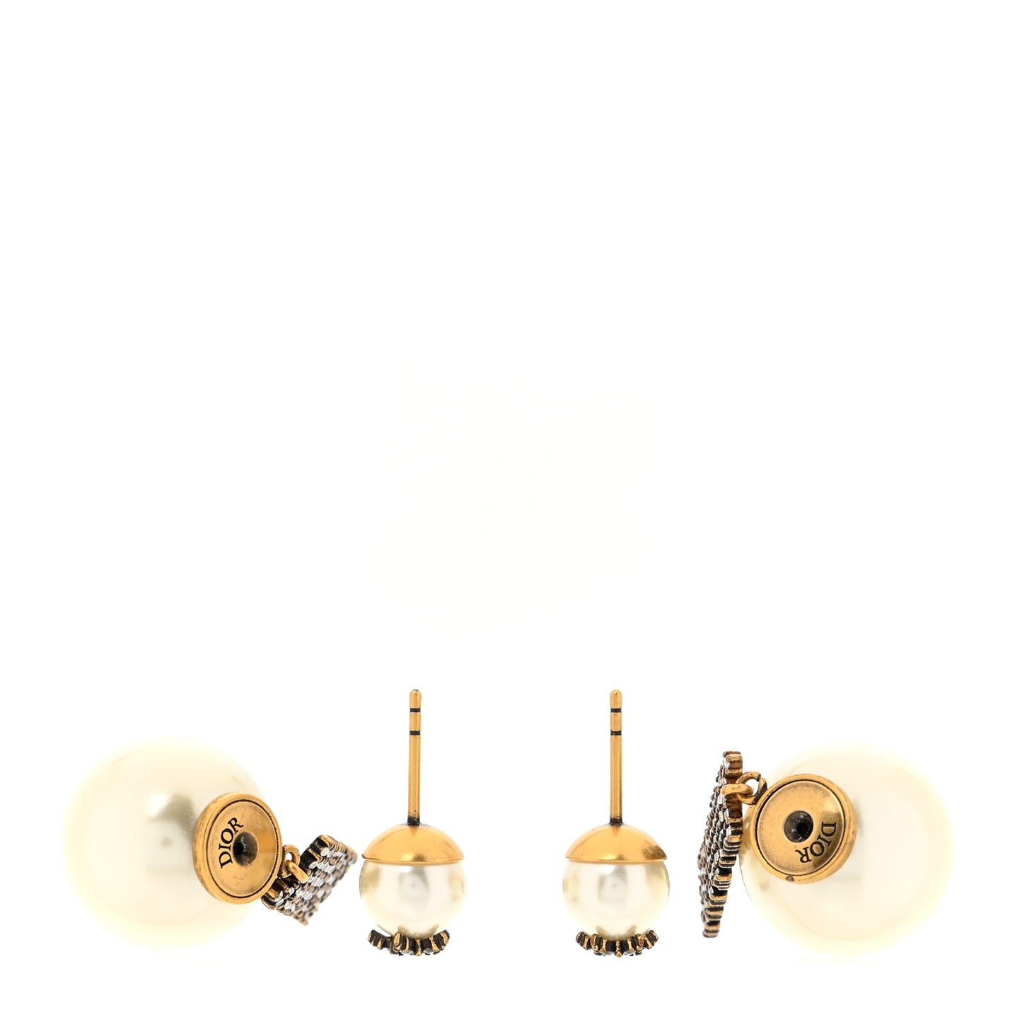 Pearl Crystal J'Adior Tribal Earrings Gold