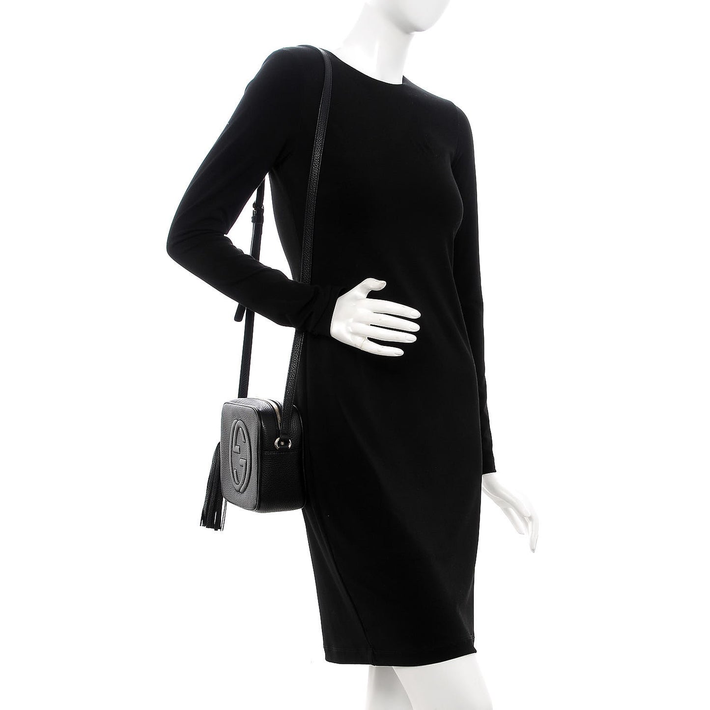 Pebbled Calfskin Small Soho Disco Bag Black