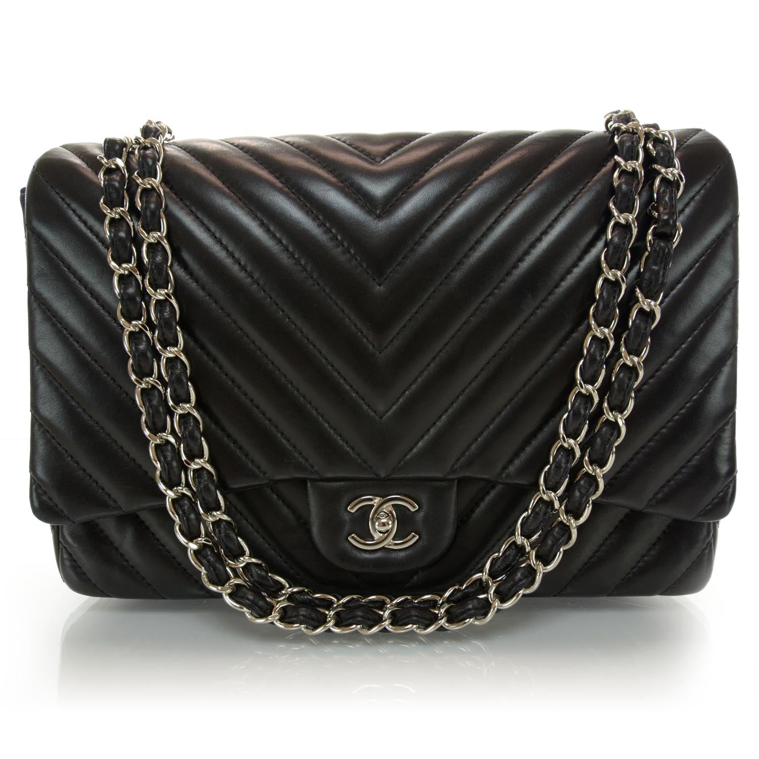 Chanel Lambskin Chevron Maxi Flap Black 1 of 8