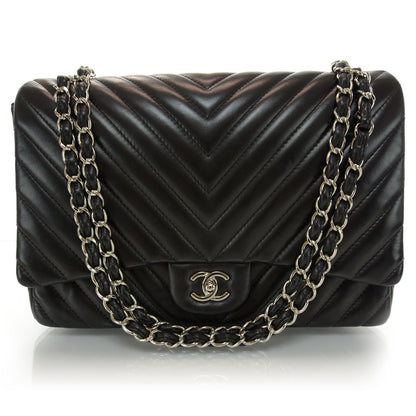 Chanel Lambskin Chevron Maxi Flap Black 1 of 8