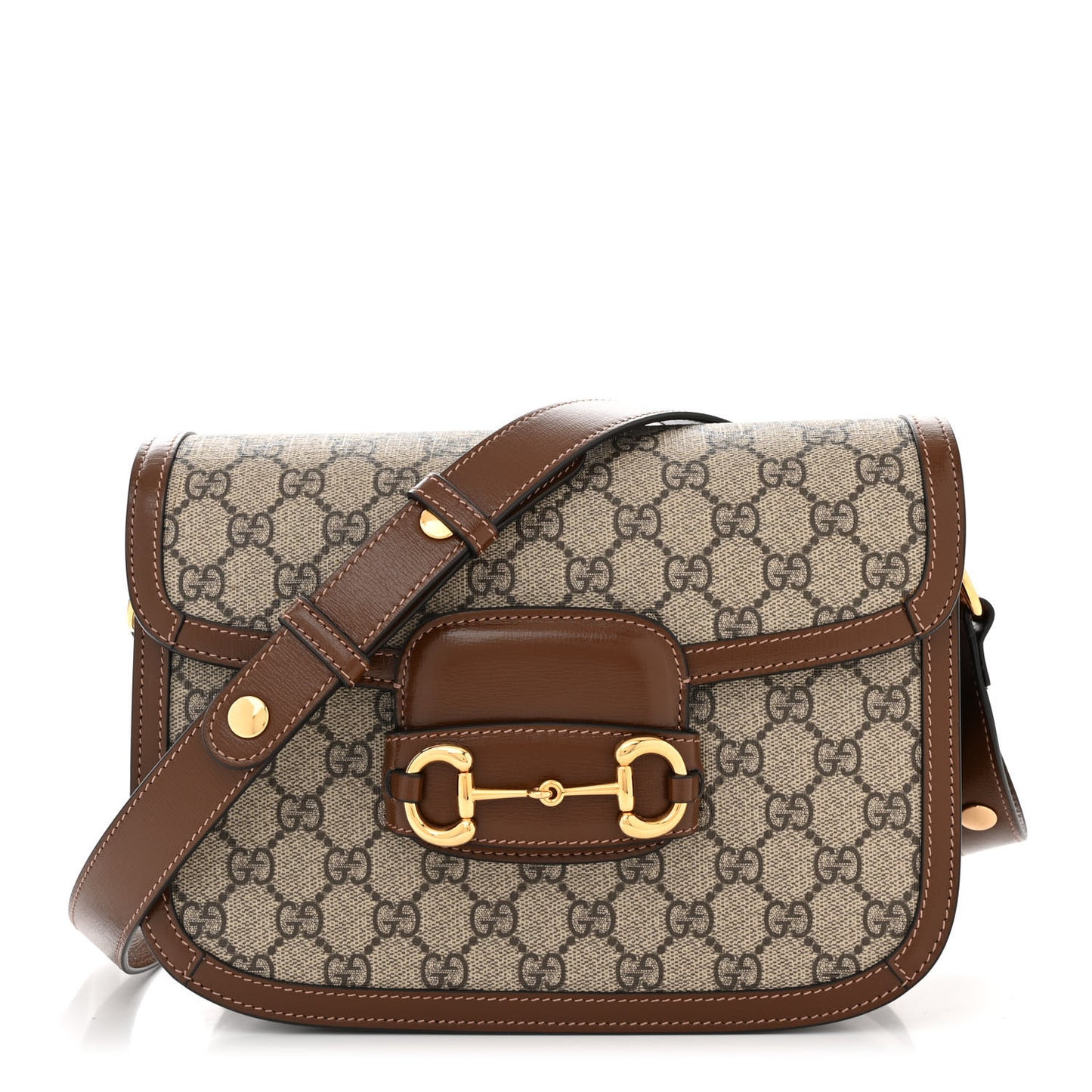 GG Supreme Monogram Horsebit 1955 Shoulder Bag Beige Brown Sugar
