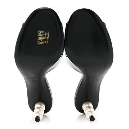 Chanel Patent Lambskin Pearl Mules 38 Black 5 of 8