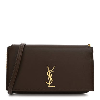 Saint Laurent Smooth Calfskin Monogram Phone Holder Crossbody Green Hunting 1 of 13