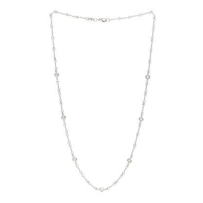 Roberto Coin 18K White Gold Diamond By the Inch Seven Station Dog Bone Necklace 3 of 4