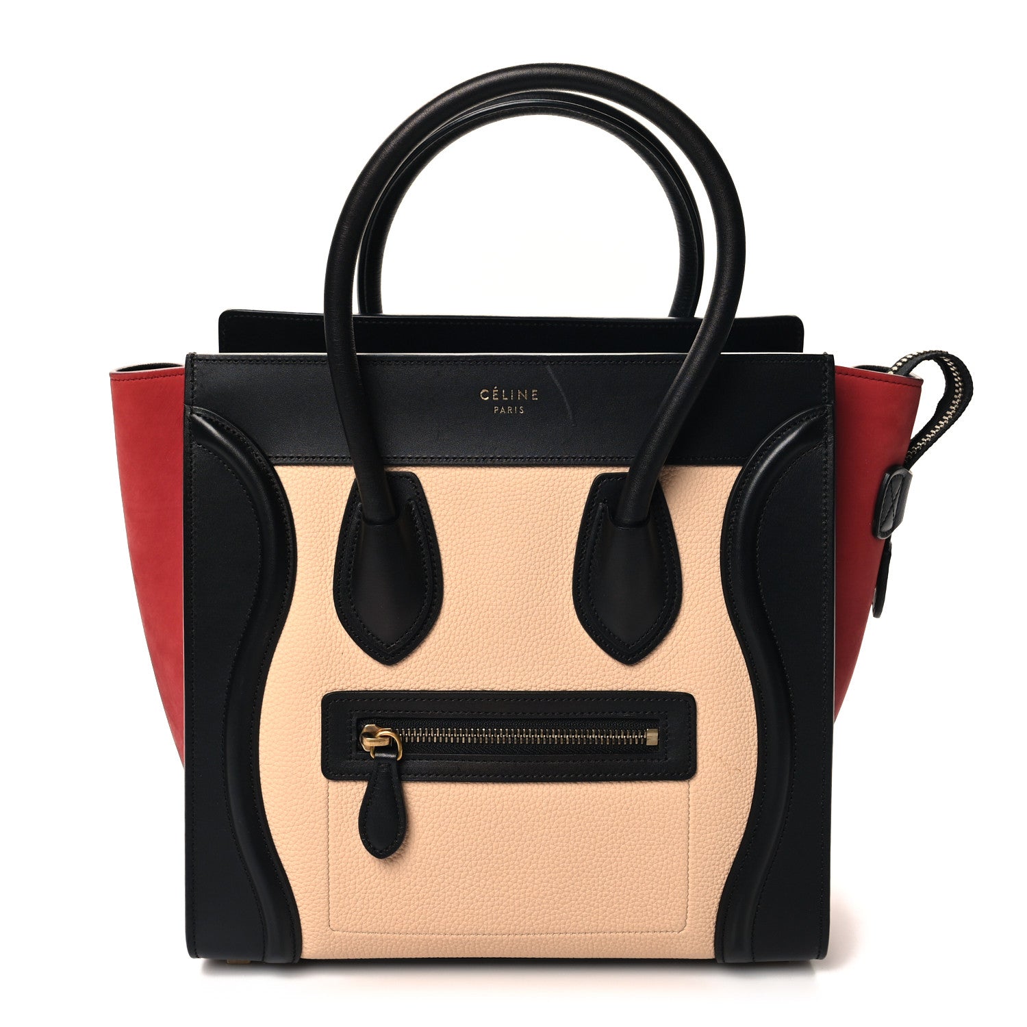 Celine Baby Grained Calfskin Nubuck Micro Tri-Color Luggage Corn Red 1 of 9