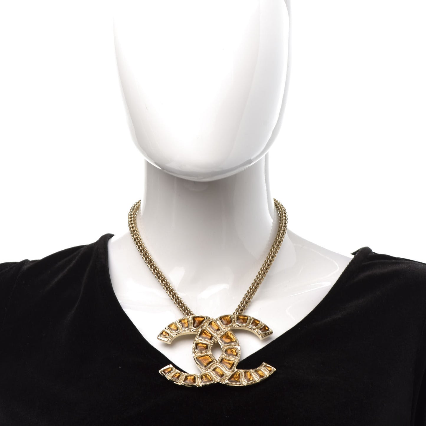 Resin Along The Nile Large CC Pendant Choker Gold Orange