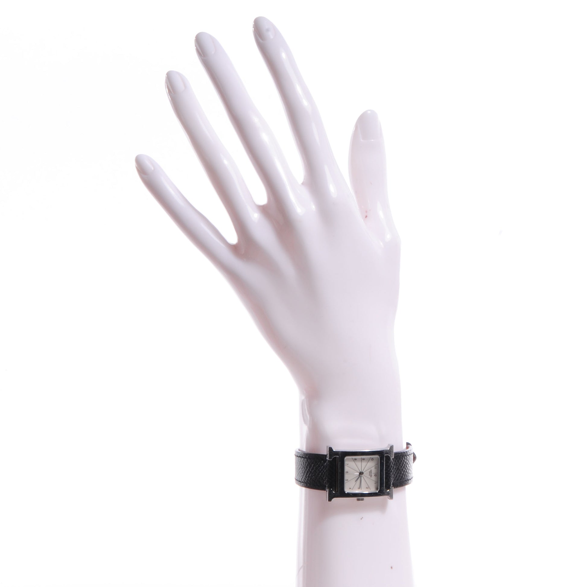 Hermes Stainless Steel Epsom 21mm Heure H Hour Quartz Watch Noir 2 of 6