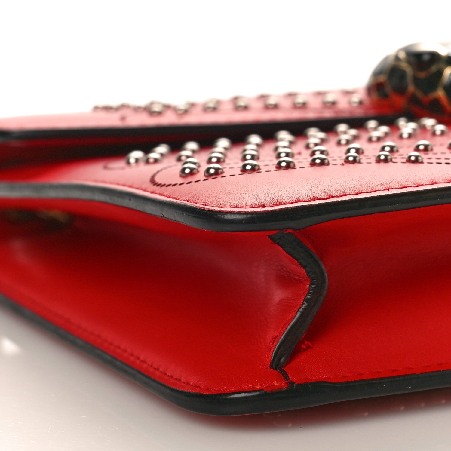 Bulgari Calfskin Embellished Serpenti Forever Crossbody Red 7 of 8