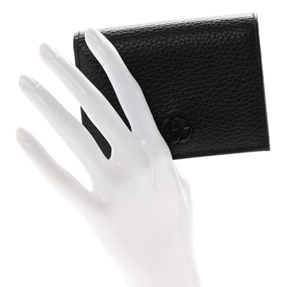 Gucci Dollar Calfskin Enamel Monochrome GG Marmont Card Case Black 2 of 9