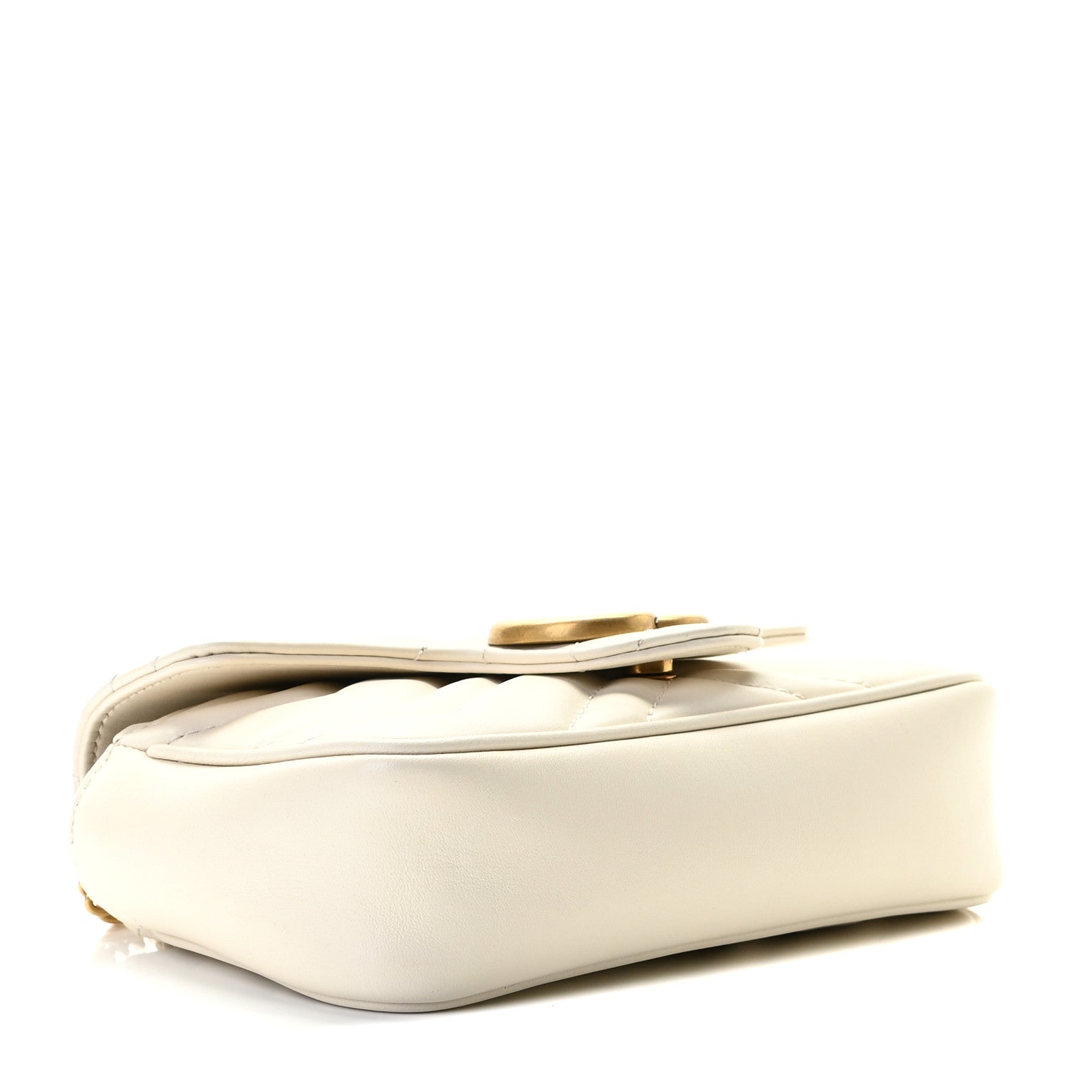 Gucci Calfskin Matelasse Super Mini GG Marmont Shoulder Bag White 4 of 8