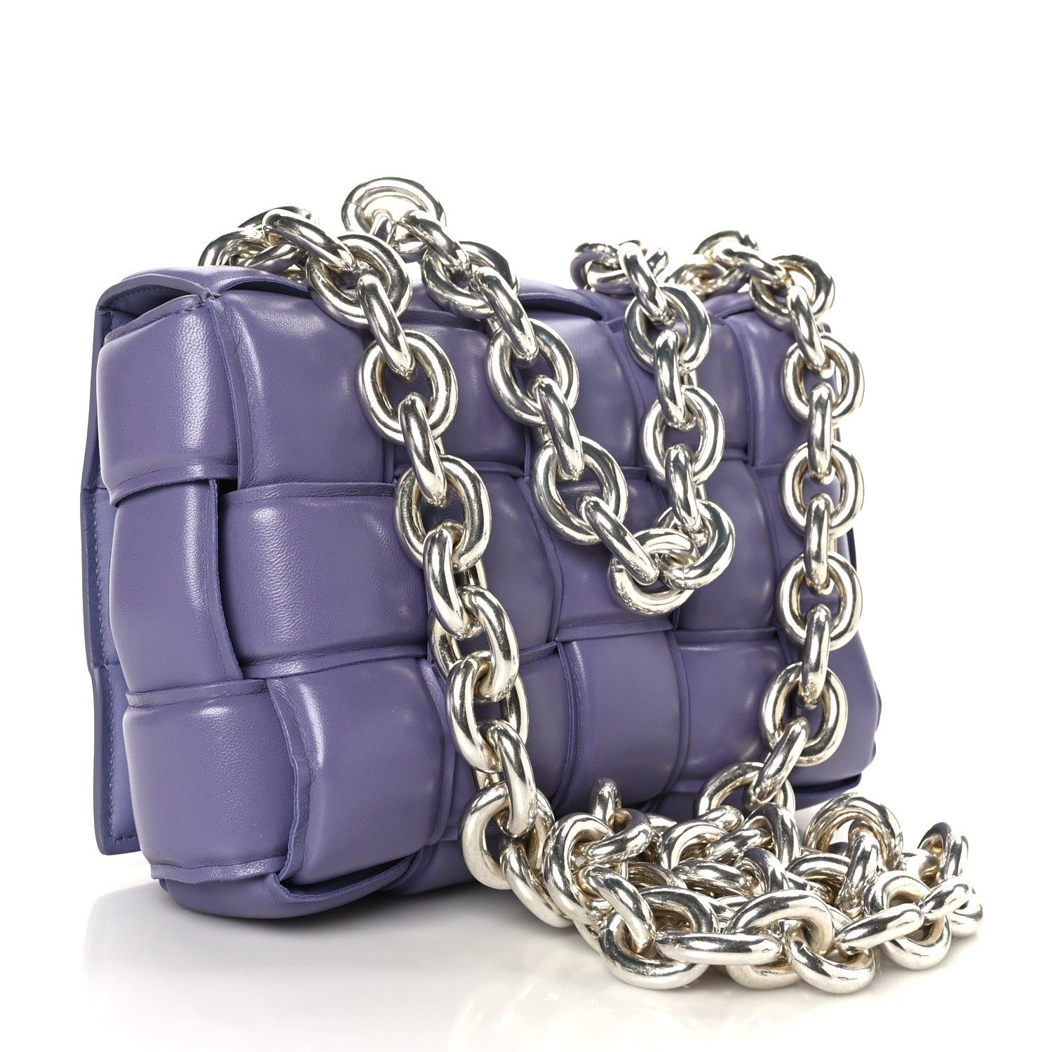 Bottega Veneta Lambskin Maxi Intreccio Padded Chain Cassette Crossbody Bag Lavender 3 of 8