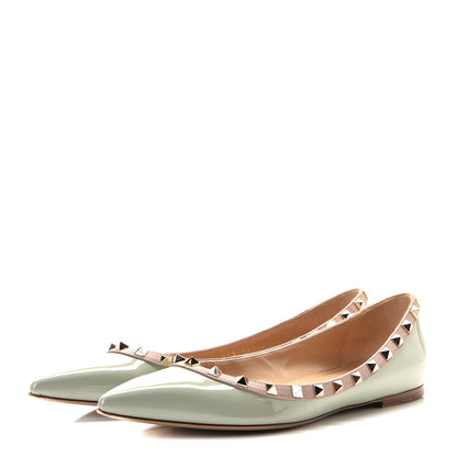 Valentino Garavani Patent Nappa Rockstud Ballerina Flats 40 Green Tea Sorbet Poudre 2 of 13