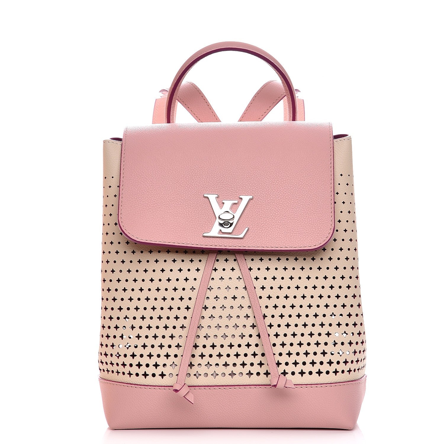 Louis Vuitton Perforated Calfskin Lockme Backpack Rose Poudre Creme 1 of 9