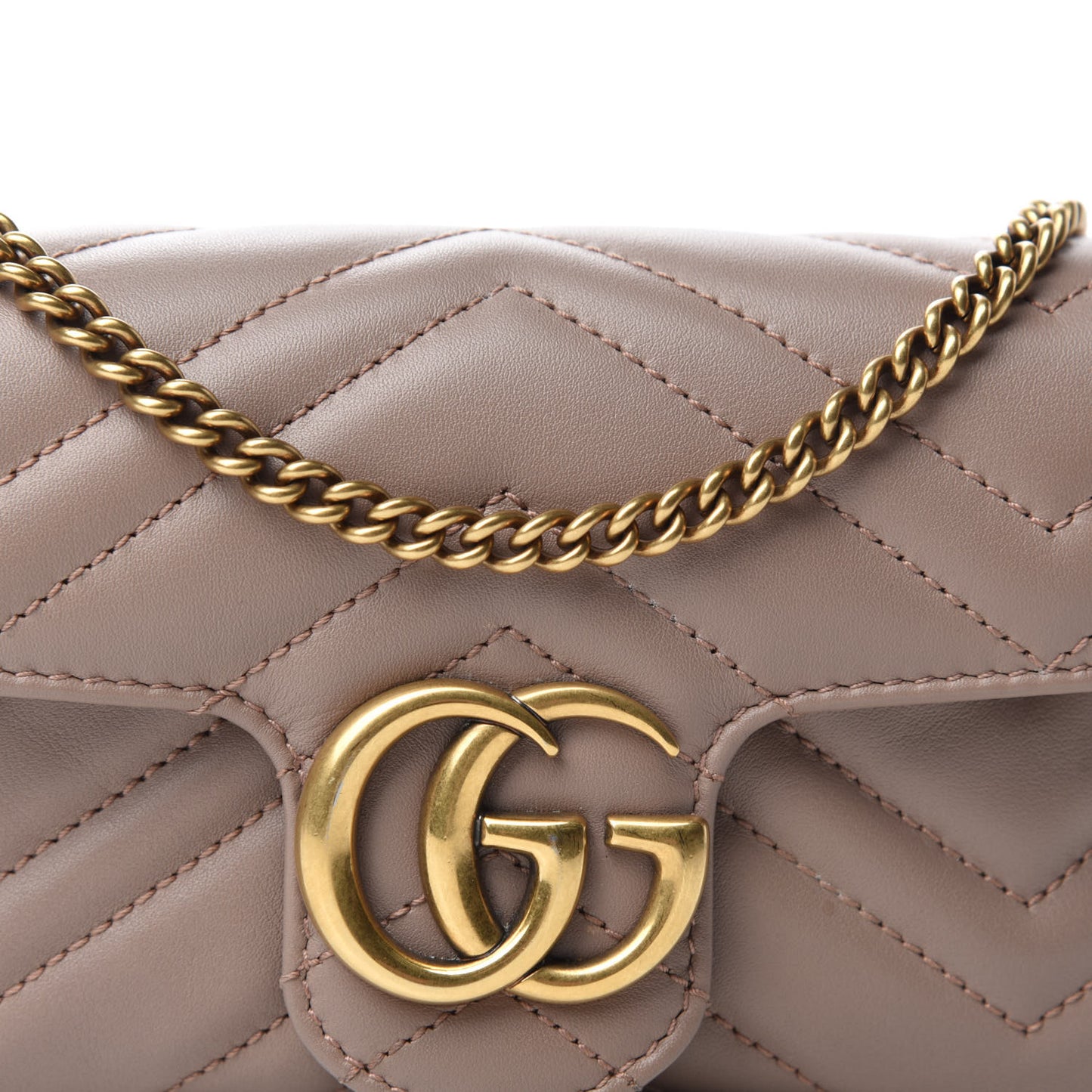 Calfskin Matelasse Super Mini GG Marmont Shoulder Bag Porcelain Rose