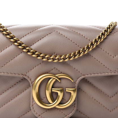 Gucci Calfskin Matelasse Super Mini GG Marmont Shoulder Bag Porcelain Rose 13 of 13