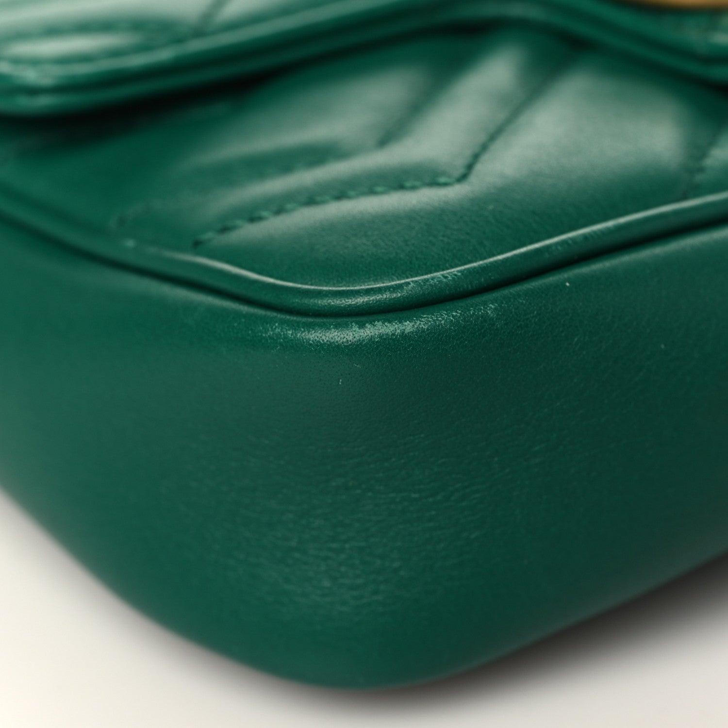 Gucci Calfskin Matelasse Super Mini GG Marmont Shoulder Bag Emerald Green 8 of 10