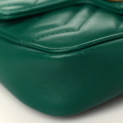 Gucci Calfskin Matelasse Super Mini GG Marmont Shoulder Bag Emerald Green 8 of 10