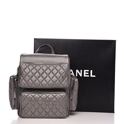 Chanel Metallic Grained Calfskin Quilted Large Casual Rock Backpack Charcoal 10 of 10