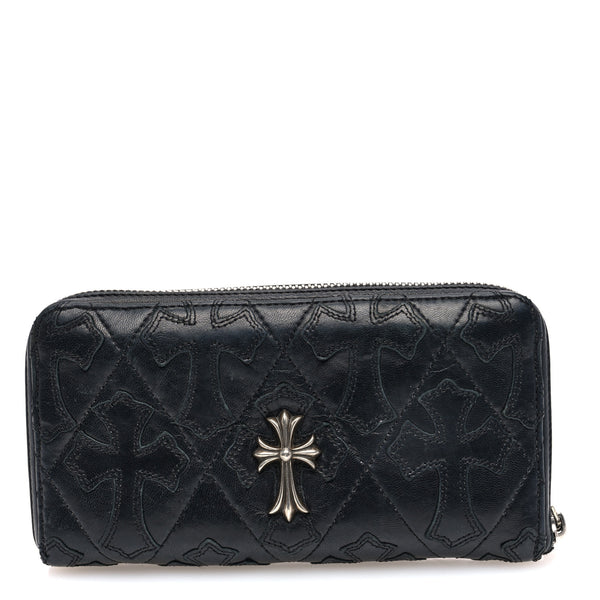 Chrome Hearts ジップケース Chrome Hearts Lambskin Cemetery Cross Zip Wallet Black 1590893