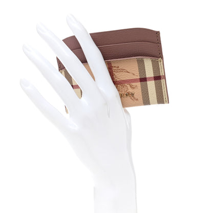 Burberry Soft Grain Calfskin Haymarket Check Izzy Card Case Light Elder Berry 2 of 7