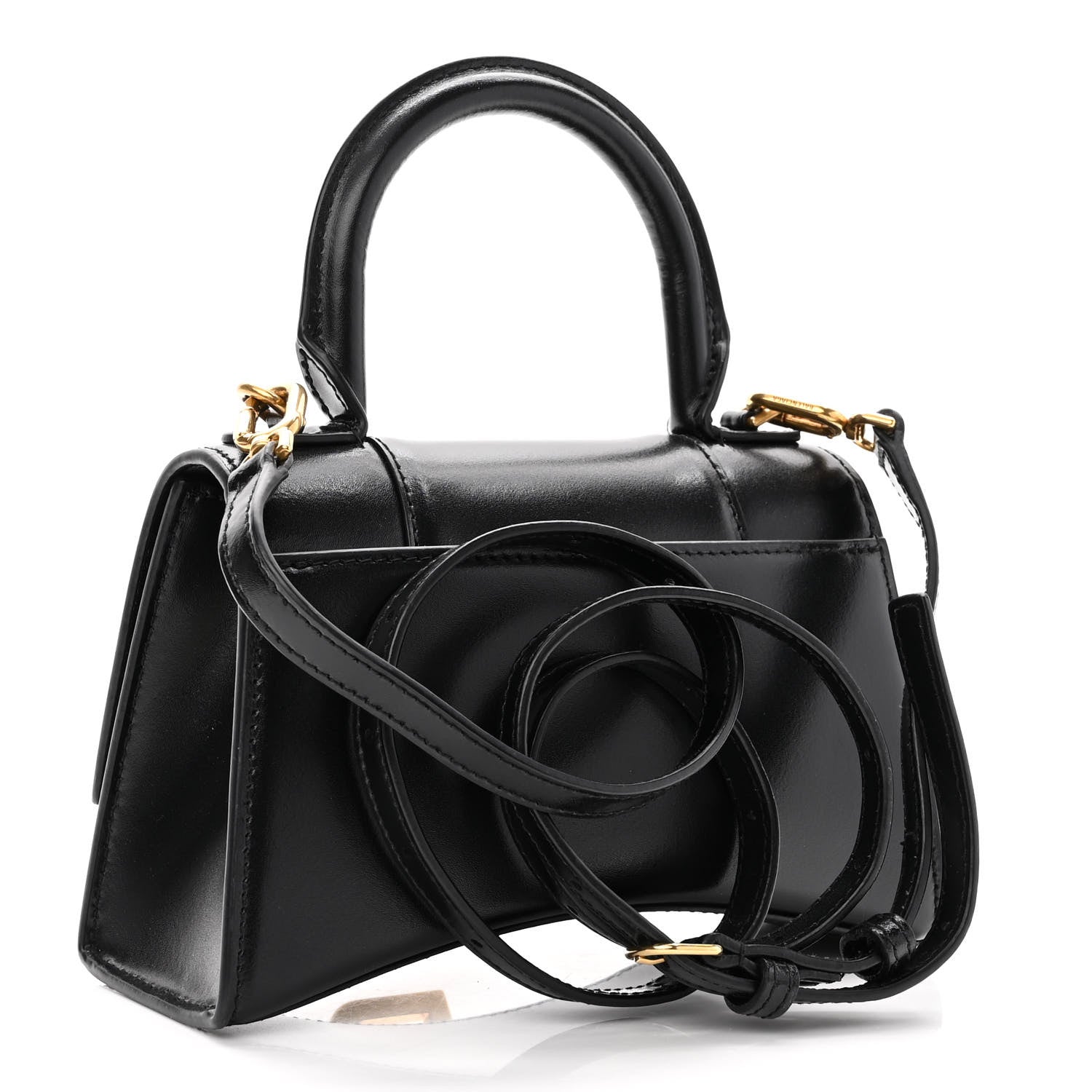 Balenciaga Shiny Box Calfskin Hourglass Top Handle Bag XS Black 3 of 10