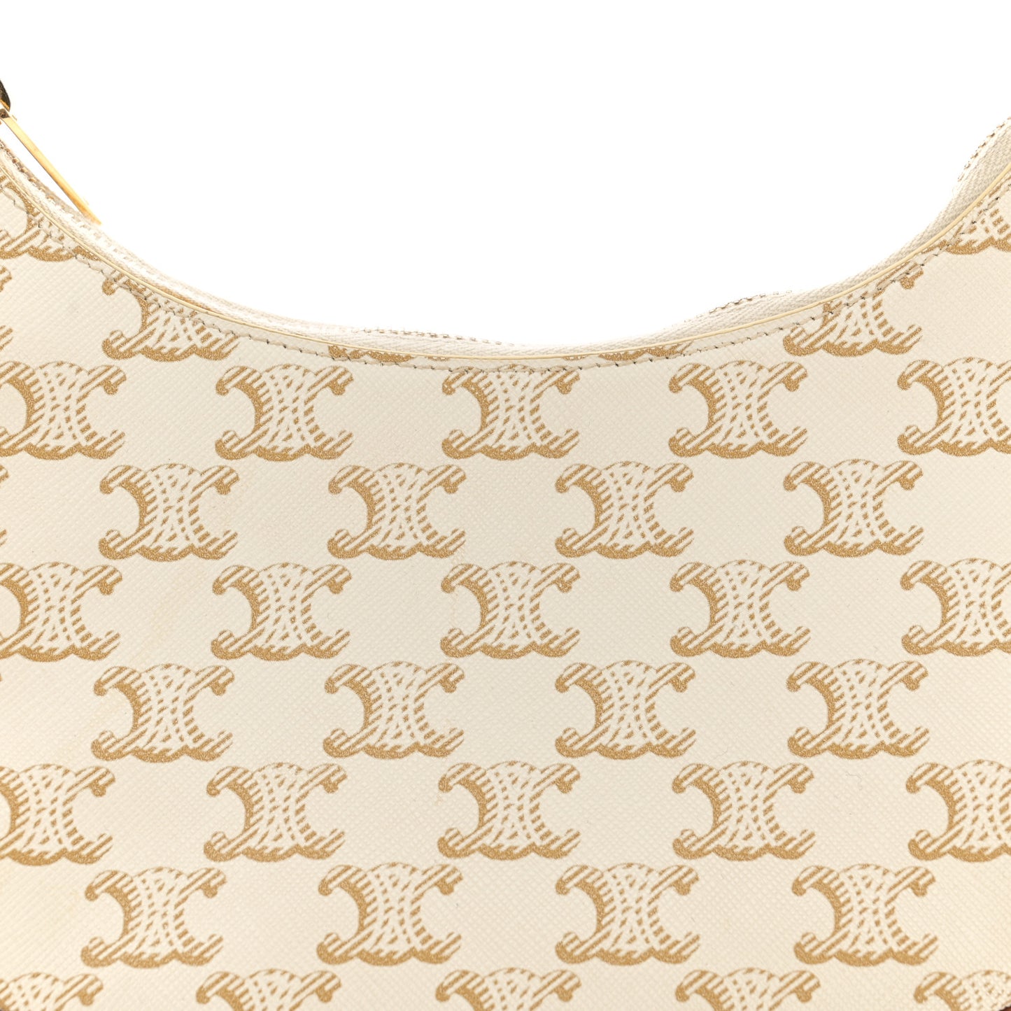 Canvas Calfskin Ava Triomphe Shoulder Bag White