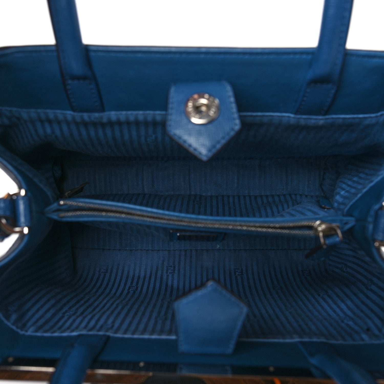 Fendi Vitello Elite Petite 2Jours Tote Blue Cobalto 5 of 8