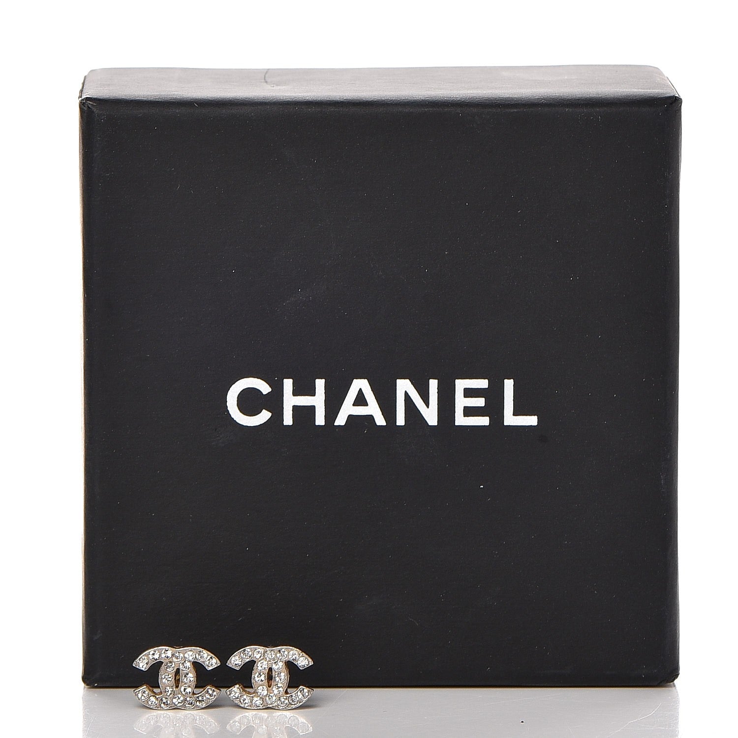 Chanel Crystal Mini Timeless CC Earrings Silver 4 of 4