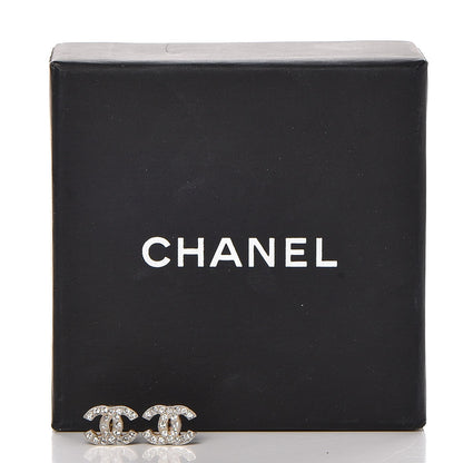 Chanel Crystal Mini Timeless CC Earrings Silver 4 of 4