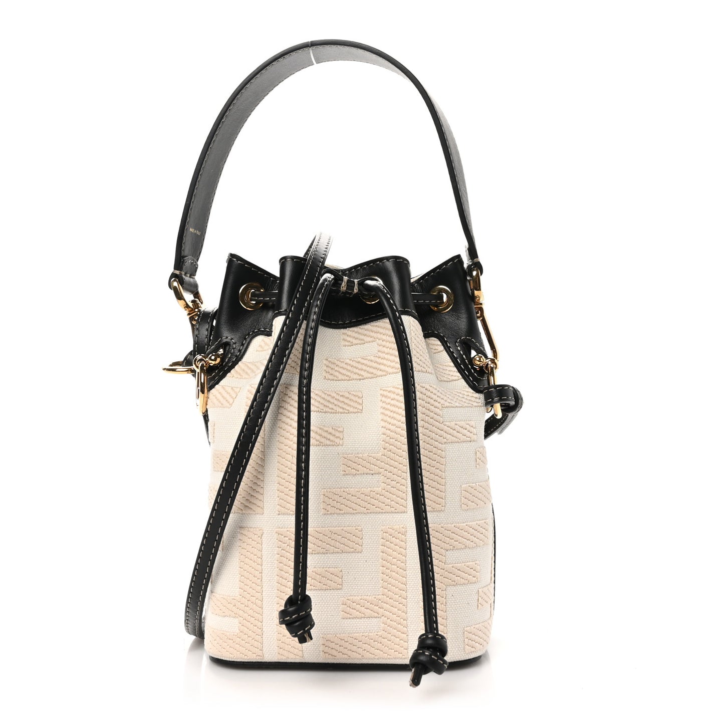Canvas Vitello King F is Fendi FF Embroidered Mini Mon Tresor Bucket Bag Grezzo Black