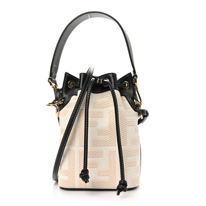 Fendi Canvas Vitello King F is Fendi FF Embroidered Mini Mon Tresor Bucket Bag Grezzo Black 1 of 10