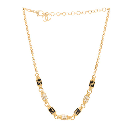 Chanel Metal Enamel CC Squares Choker Gold White Black 3 of 5