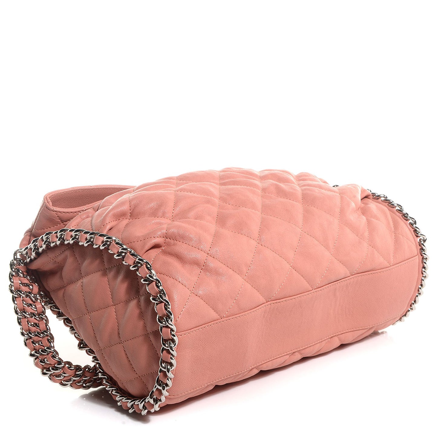 Washed Lambskin Chain Around Hobo Pink