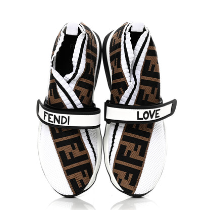 Fendi Stretch Yarn FF Stiff Band Rockoko Sneakers 36.5 White Black Tobacco 5 of 9