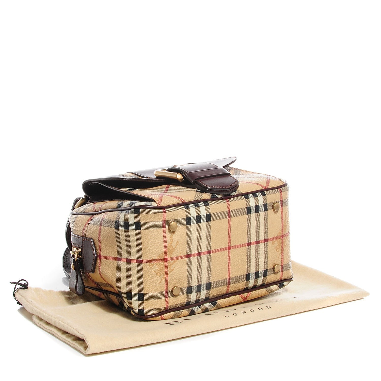 Burberry Haymarket Check Buckle Satchel Brown 4 of 7