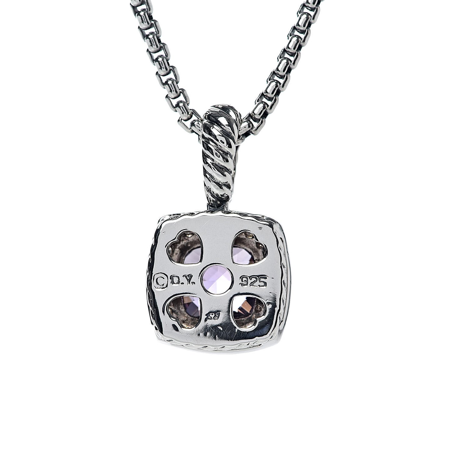 Sterling Silver Diamond Amethyst 7mm Petite Albion Pendant Necklace