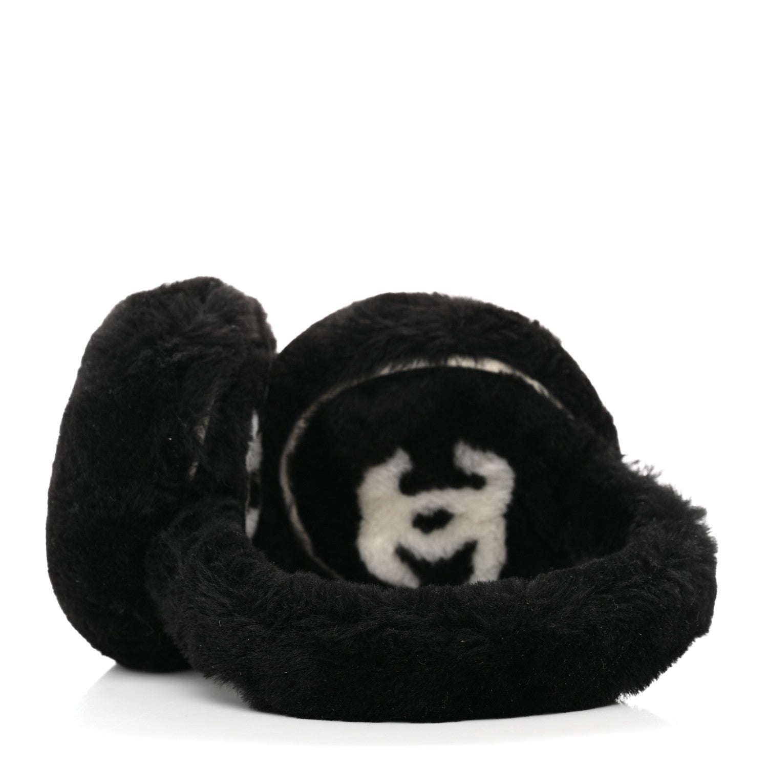 Chanel Shearling CC Ear Muffs Black White 4 of 6
