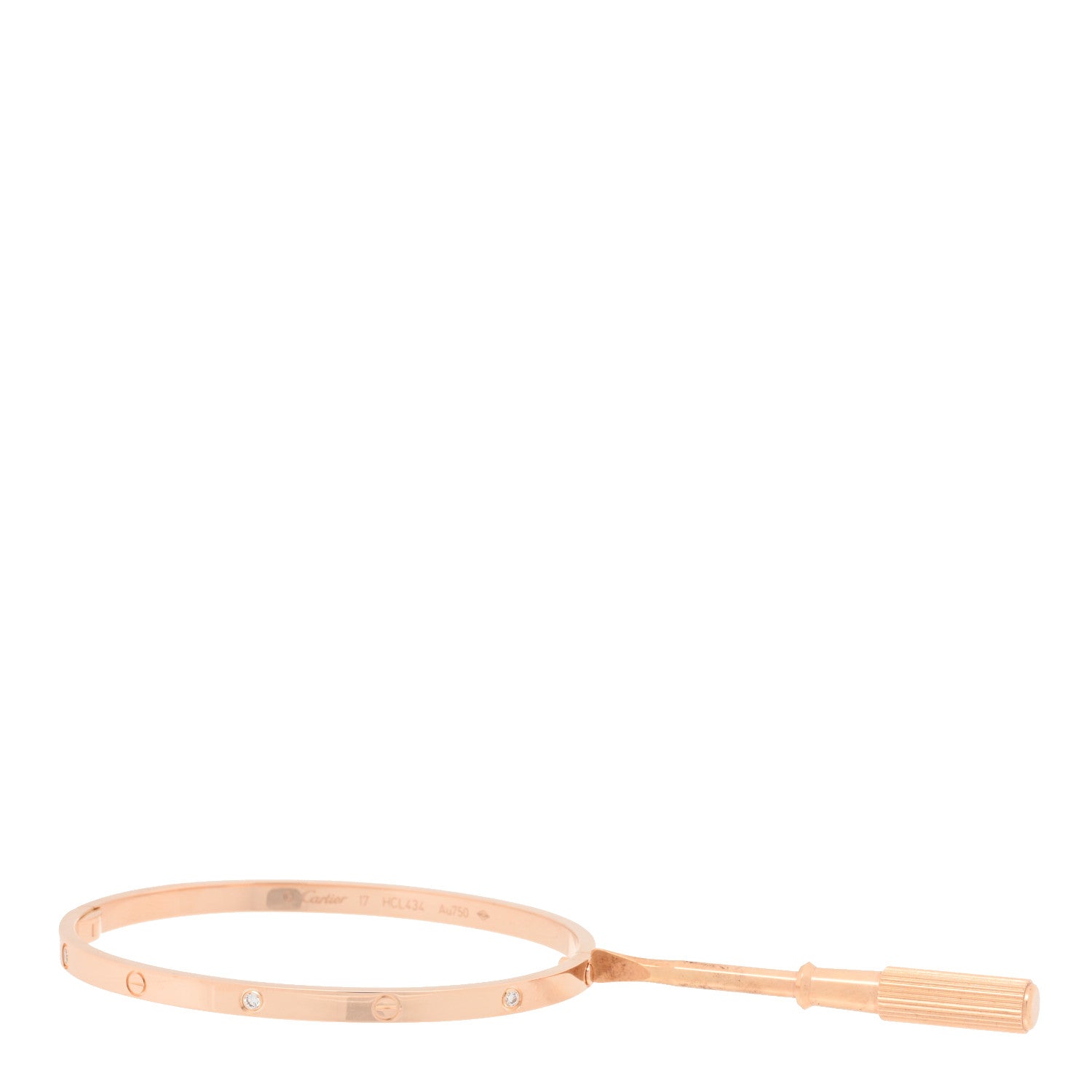 Cartier 18K Pink Gold 6 Diamond Small LOVE Bracelet 17 4 of 5