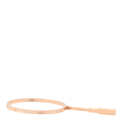 Cartier 18K Pink Gold 6 Diamond Small LOVE Bracelet 17 4 of 5